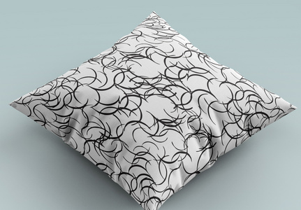 黑白线条花纹抱枕图片