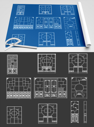 门窗屏风CAD图纸图片