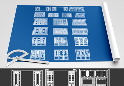 2021年cad模型门窗元素设计高清图片
