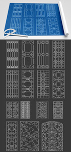 300中式屏风CAD图纸图片