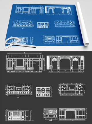 电视墙背景墙CAD图纸图片
