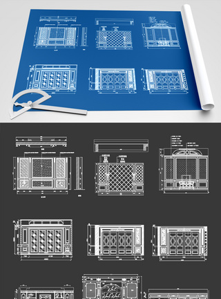 电视墙背景墙CAD图纸图片