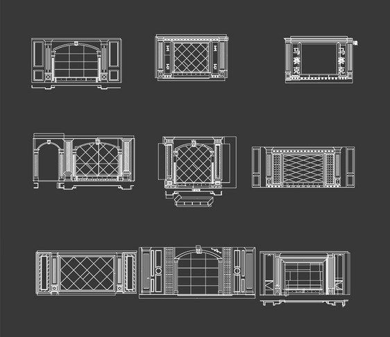 电视墙背景墙CAD图纸图片