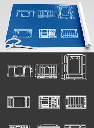 电视墙背景墙CAD图纸图片