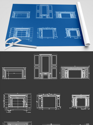 电视墙背景墙CAD图纸图片