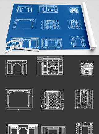 电视墙背景墙CAD图纸图片