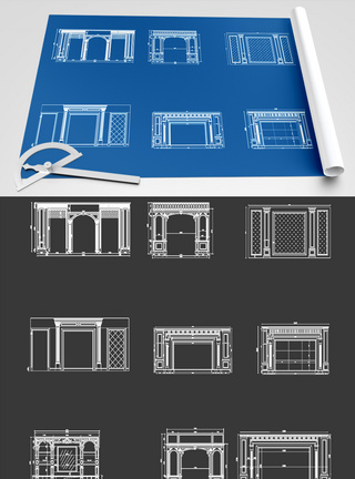 电视墙背景墙CAD图纸图片
