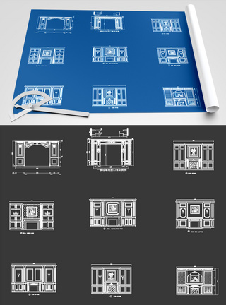 电视墙背景墙CAD图纸图片
