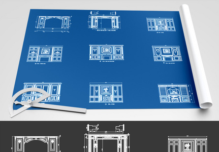 电视墙背景墙CAD图纸高清图片