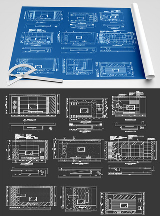 电视墙背景墙CAD图纸图片