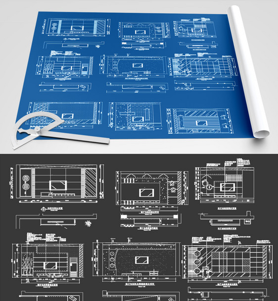 电视墙背景墙CAD图纸图片
