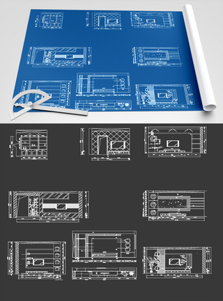 电视墙背景墙CAD图纸图片
