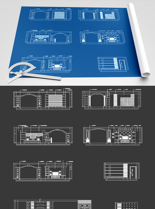 电视墙背景墙CAD图纸图片