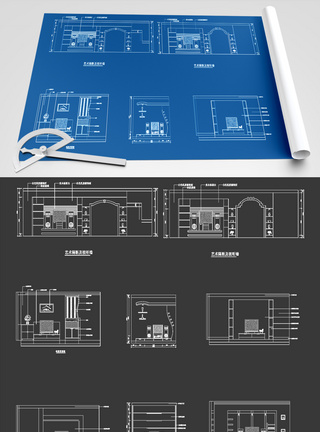 电视墙背景墙CAD图纸图片