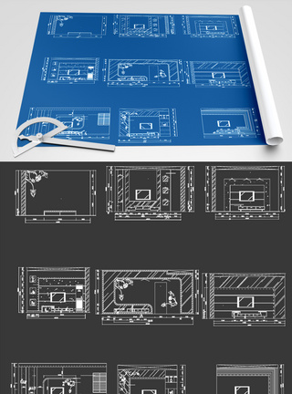 电视墙背景墙CAD图纸图片