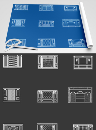 电视墙背景墙CAD图纸图片