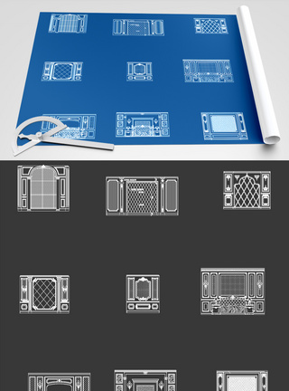 电视墙背景墙CAD图纸图片