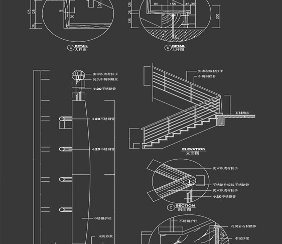 2021年cad楼梯移门节点元素设计图片
