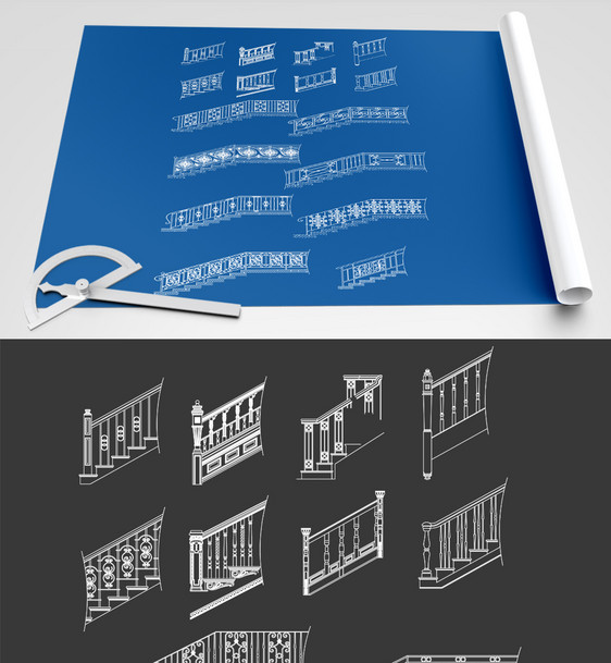 2021年cad楼梯移门节点元素设计图片