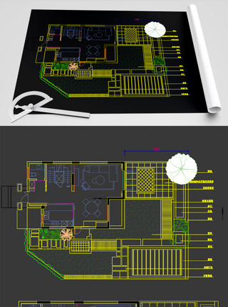 餐巾环园林CAD线稿投标园林设计图纸模板