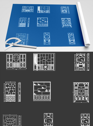 室内博古架CAD图纸素材图片