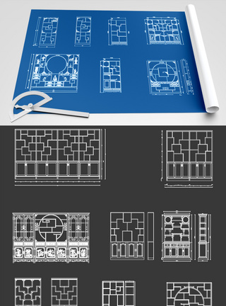 室内博古架CAD图纸素材图片