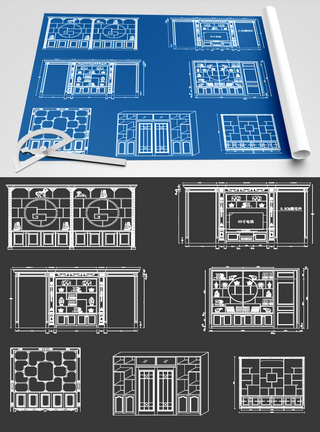 室内博古架CAD图纸素材图片