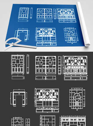 室内博古架CAD图纸素材图片