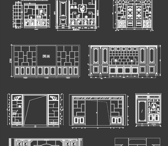 室内博古架CAD图纸素材图片