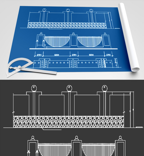 护栏CAD图纸素材图片