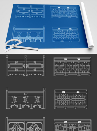 护栏CAD图纸素材图片