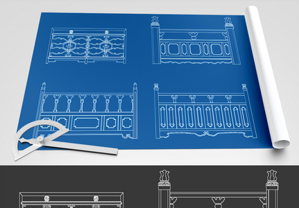 护栏CAD图纸素材图片