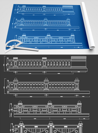护栏CAD图纸素材图片