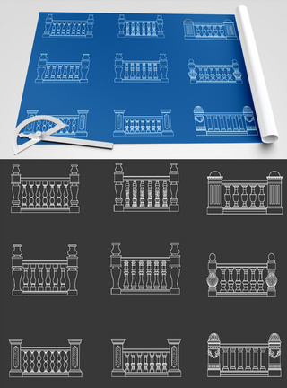 护栏CAD图纸素材图片