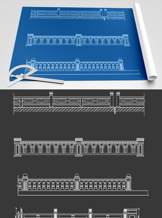 护栏CAD图纸素材图片