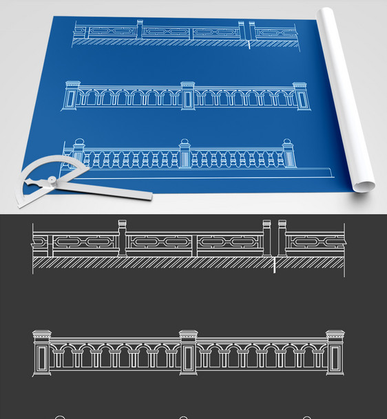 护栏CAD图纸素材图片