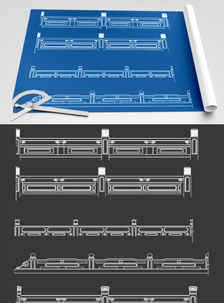护栏CAD图纸素材图片