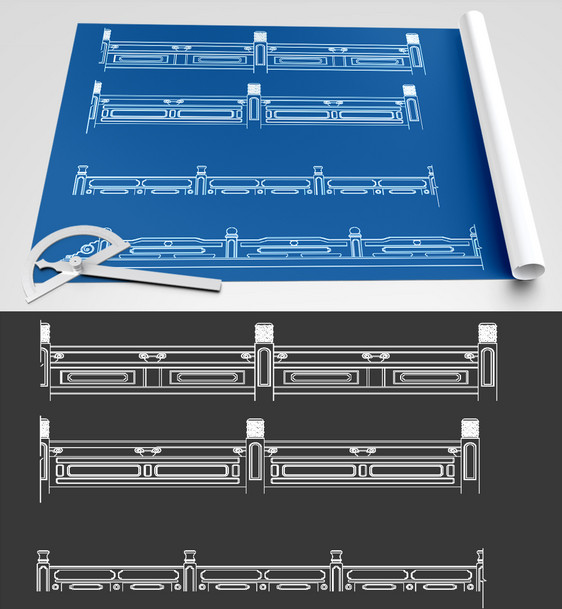 护栏CAD图纸素材图片