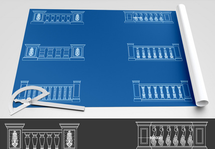 护栏CAD图纸素材图片