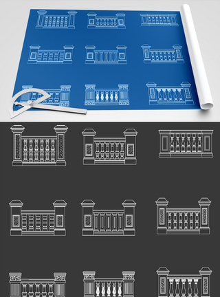护栏CAD图纸素材图片