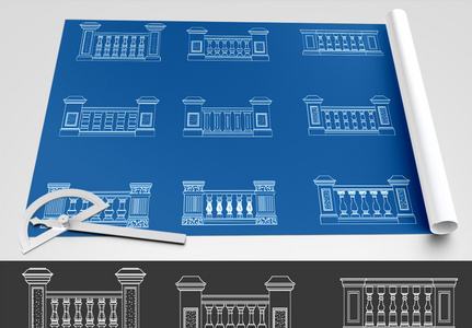 护栏CAD图纸素材图片