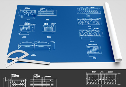 护栏CAD图纸素材图片