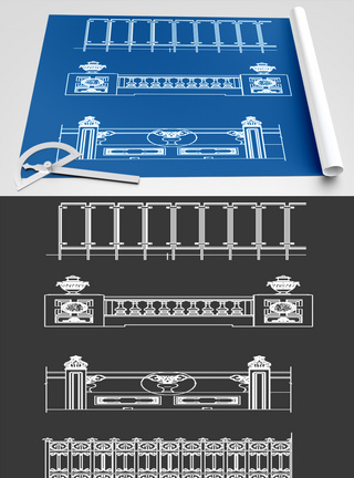 护栏CAD图纸素材图片