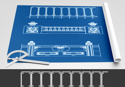 护栏CAD图纸素材图片