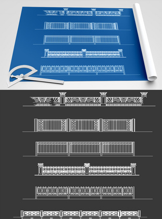 护栏CAD图纸素材图片