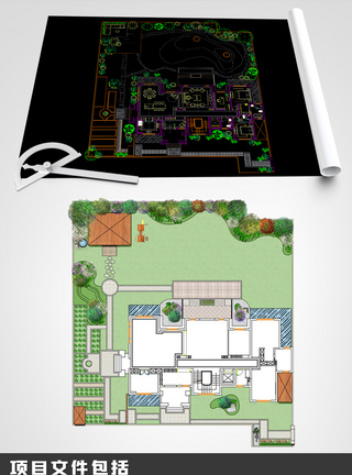 园林图别墅园林户外全套方案设计图纸全案设计模板