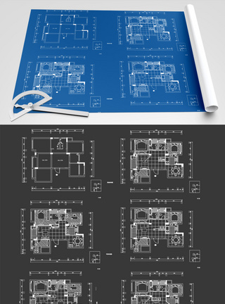cad施工图CAD小区中式传统户型图CAD图纸模板