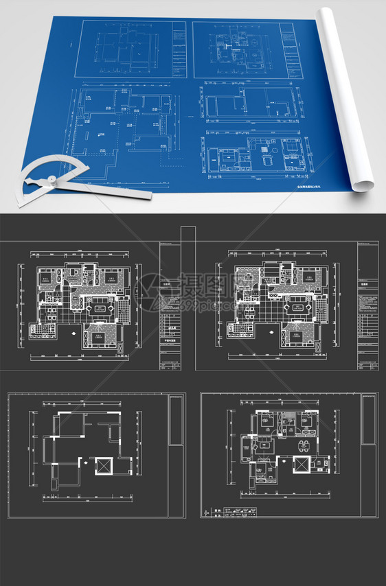 CAD小区中式传统户型图CAD图纸图片