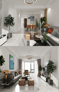北欧风家装客厅效果图设计图片