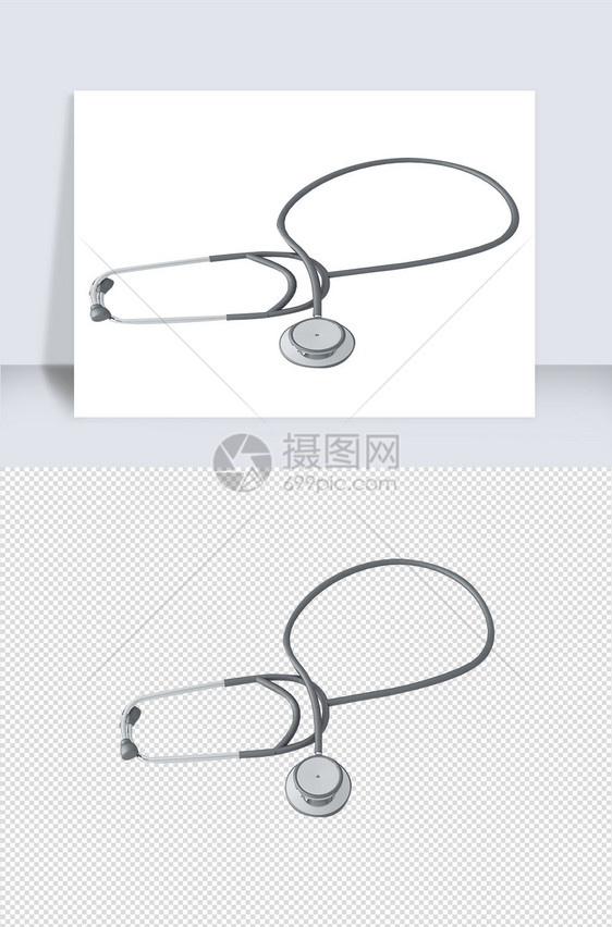 医院医疗检查听诊器单体模型图片